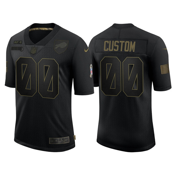 Men's Buffalo Bills Custom 2020 Black Salute To Service Limited Stitched NFL Jersey (Check description if you want Women or Youth size)